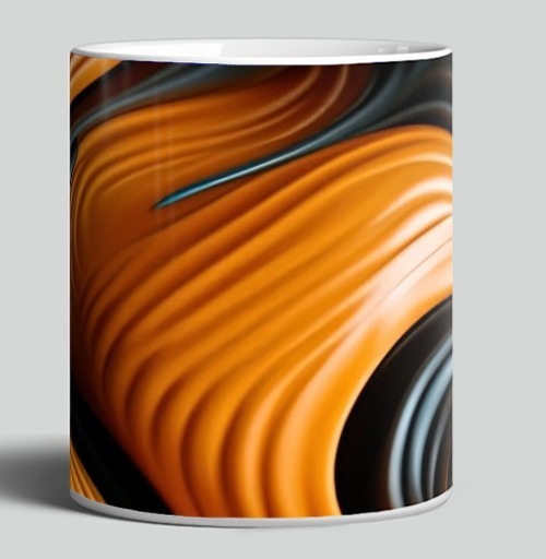 Фотография футболки Объемные волны оранжевый черный глубина движения