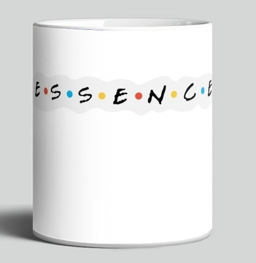 Фотография футболки Черные буквы ESSENCE с яркими точками серый фон