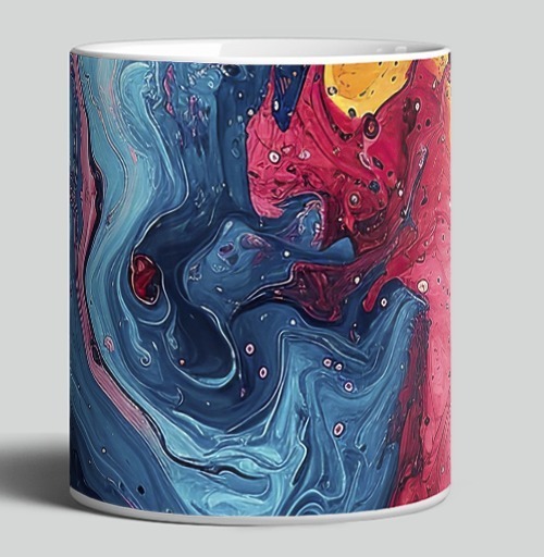 Фотография футболки Энергия Цвета: Абстрактный Взрыв Краски Fluid Art