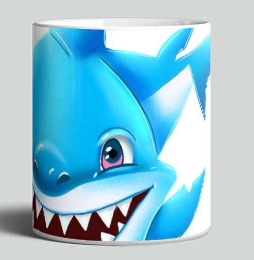 Фотография футболки Жизнерадостный морской хищник мультяшная синяя акула Smiling Blue Shark