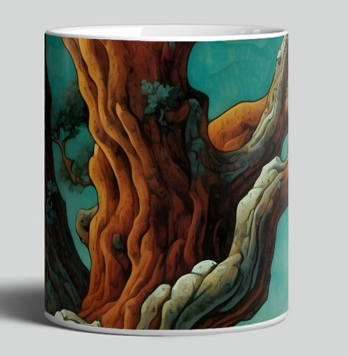 Фотография футболки Golden tree in turquoise forest / Золотое дерево в бирюзовом лесу