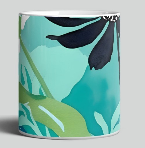 Фотография футболки Modern Teal Floral Composition / Абстрактная бирюзовая цветочная композиция