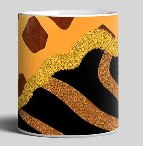 Фотография футболки Golden animal print / Золотой анималистичный паттерн зебры и жирафа