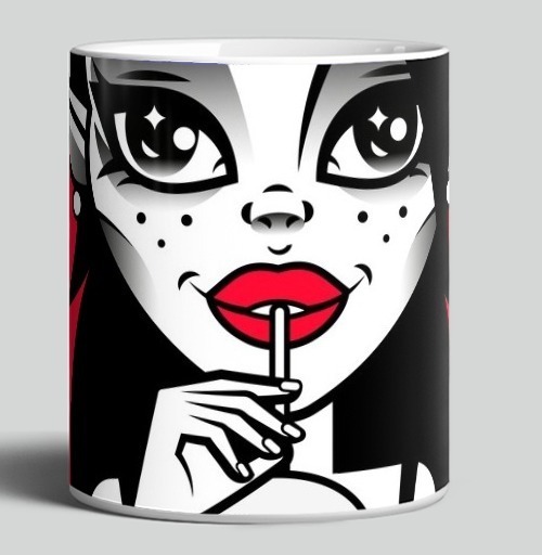 Фотография футболки Gothic girl drinks coffee / Гот девушка пьет вкусный утренний кофе