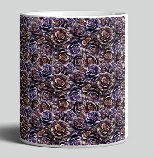 Фотография футболки Purple Rose Pattern – Темно-фиолетовые розы создают изысканный цветочный паттерн