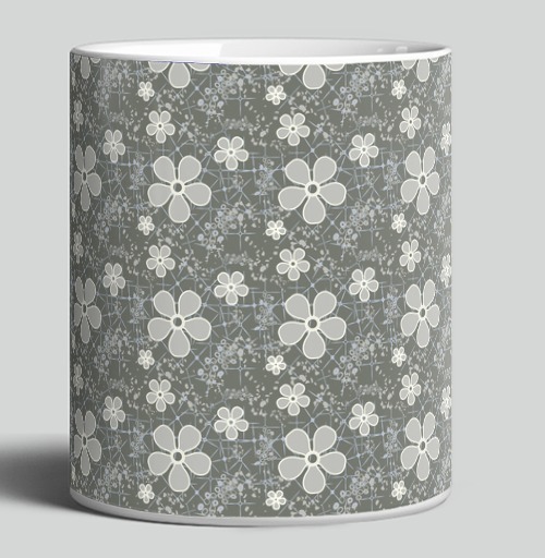 Фотография футболки Grey Daisy Floral / Серые маргаритки цветы — Паттерн серые маргаритки цветы