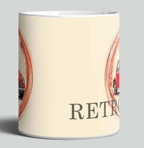 Фотография футболки Винтажный красный жук Red Retro Car ретро автомобиль акварель