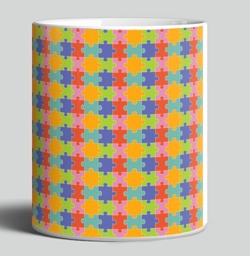 Фотография футболки Бесконечная яркая мозаика из элементов Puzzle Pattern Узор пазлов
