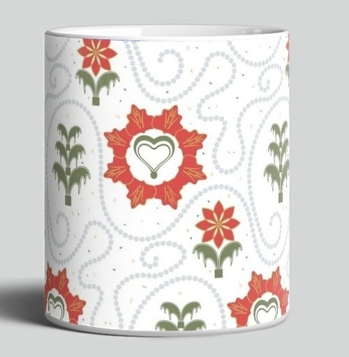 Фотография футболки Heart Flower Pattern – Сердечный цветочный орнамент на черном фоне