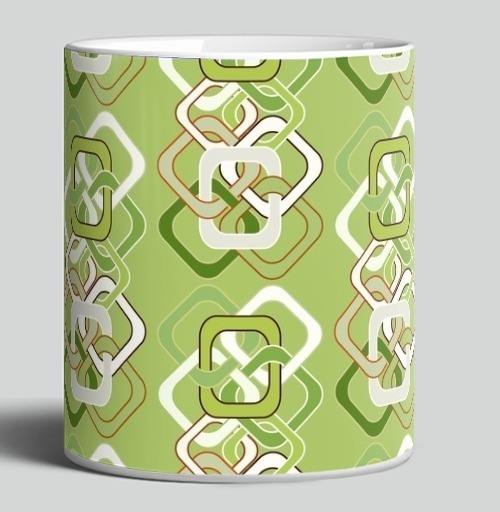 Фотография футболки Оливковый геометрический узор в стиле семидесятых Retro Geometric Pattern