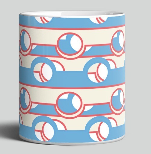 Фотография футболки Blue Coral Geometric Stripe Pattern / Синий коралловый полосатый геометрический ретро орнамент