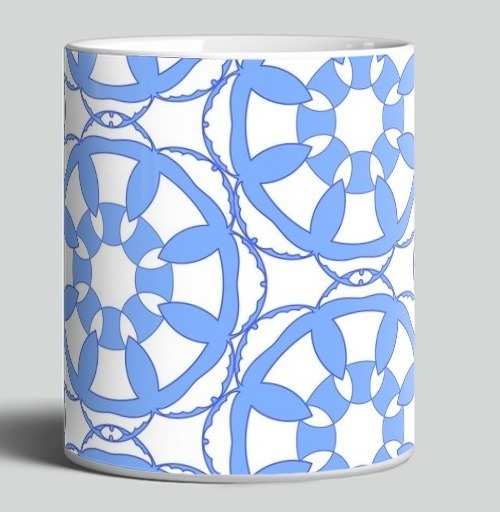Фотография футболки Blue Geometric Tile Pattern / Синий Геометрический Узор синий серый орнамент