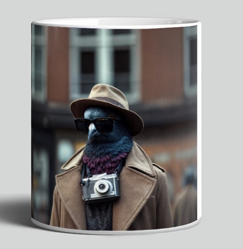 Фотография футболки Коричневое пальто с фотокамерой на вороне на улице