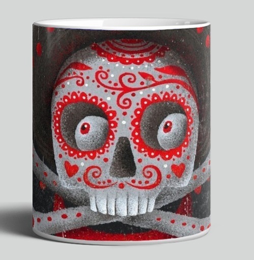 Фотография футболки Череп с сомбреро Día de los Muertos яркий арт