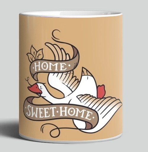 Фотография футболки Динамичный гусь с лентой Home Sweet Home в стиле Old School