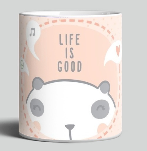 Фотография футболки Милый постер с пандой и надписью LIFE IS GOOD