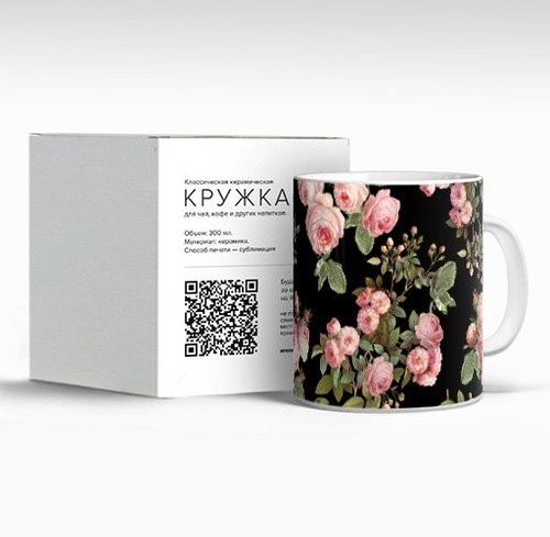 Фотография футболки Розовые розы на черном фоне