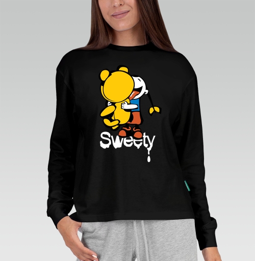 Фотография футболки Девочка обнимает плюшевого мишку с языком Sweety