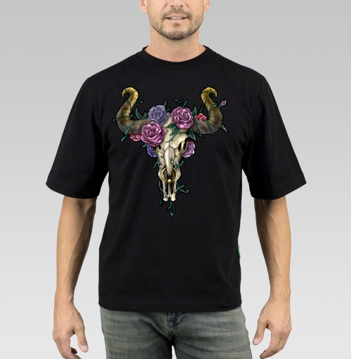 Фотография футболки Череп быка в цветах
