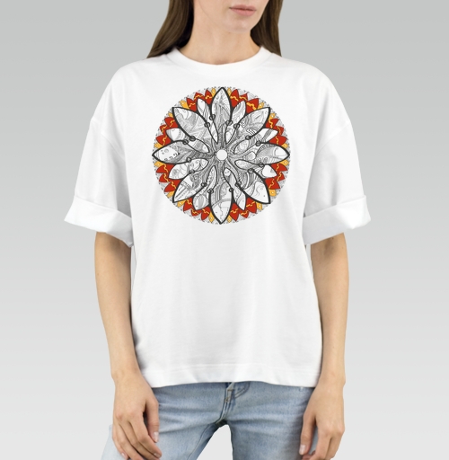 Фотография футболки Mandala/Мандала симметричный зентангл узор для созерцания медитативного черно белого
