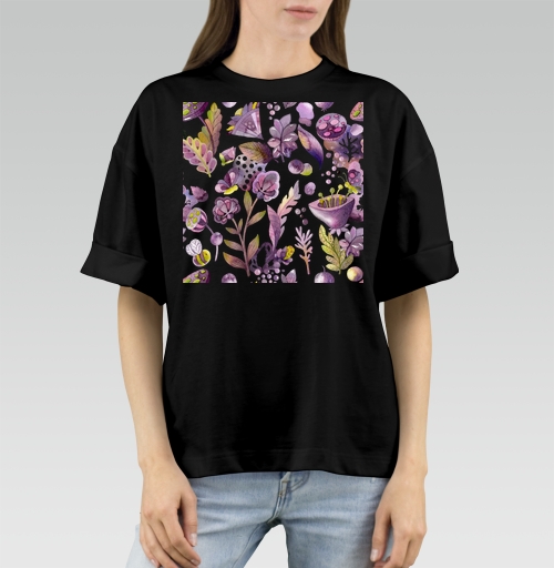 Фотография футболки Сиреневые цветы абстракция, паттерн