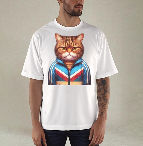 Фотография футболки Хмурый кот в спортивном костюме