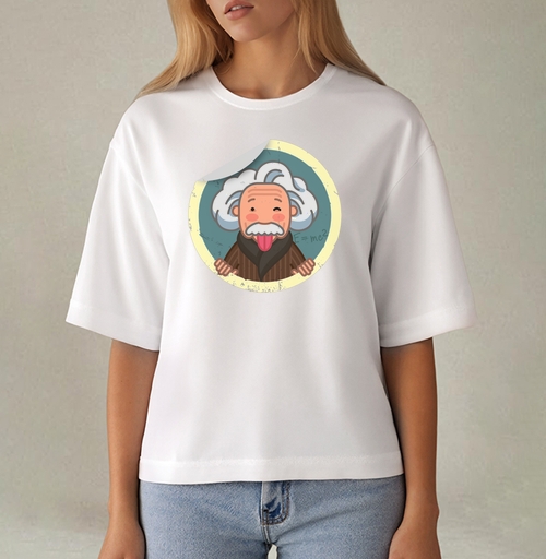 Фотография футболки Веселый Эйнштейн с языком и формулой E=mc²