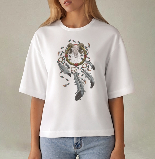 Фотография футболки Магический ловец снов с черепом барана Dreamcatcher Skull Amulet