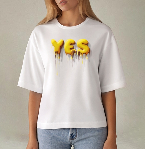 Фотография футболки Объемные желтые капающие буквы да Yes