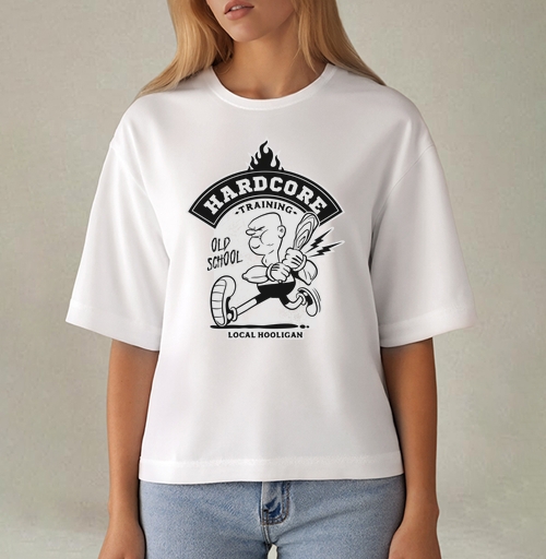 Фотография футболки Хардкор тренинг персонаж с битой в движении local hooligan