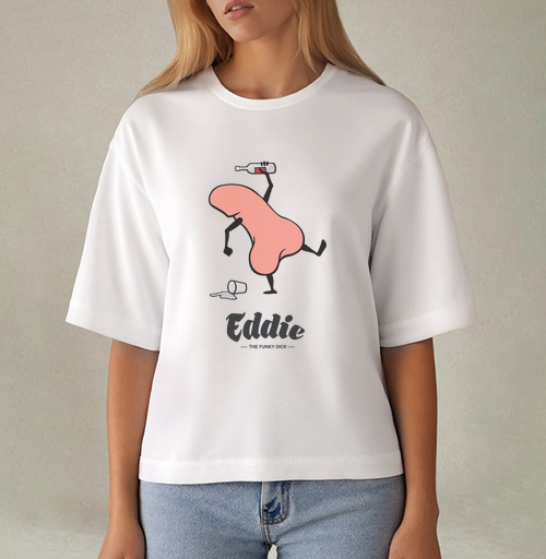 Фотография футболки Забавный пьяный пенис с бутылкой в руке Eddie the funky dick