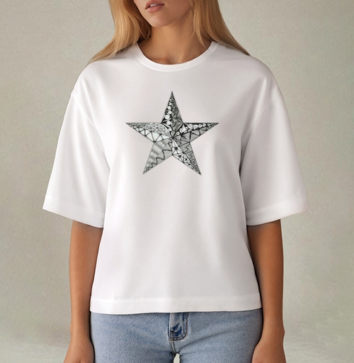 Фотография футболки Черно Белая Звезда С Геометрическими Узорами
