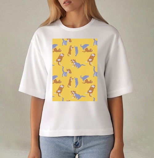 Фотография футболки Playful Pets Cats Pattern – Паттерн игры веселых котиков дизайн