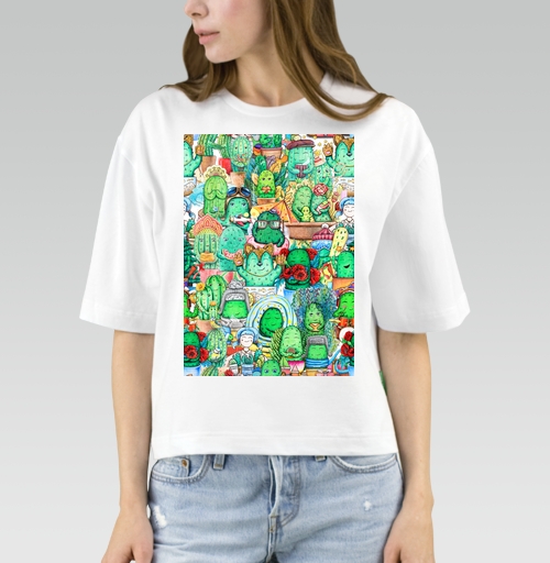 Фотография футболки Большая компания кактусов