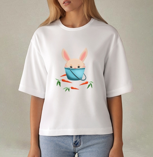 Фотография футболки Милый кролик в ведерке — kawaii иллюстрация