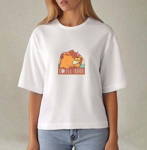 Фотография футболки Милый барсук с чашкой кофе – Coffee Bara