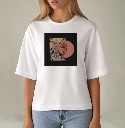Фотография футболки Девушка с рукописью терракота черный