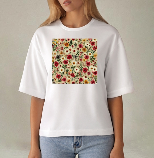Фотография футболки Vintage Wildflower Meadow Garden Pattern / Винтажный луг садовый полевые цветы