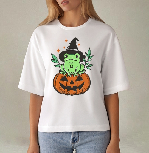 Фотография футболки Witch Frog Pumpkin / Ведьма Лягушка Магия Хэллоуина Октябрь