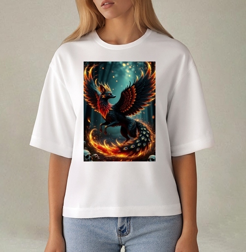 Фотография футболки Fire Fox Phoenix Hybrid – Огненная лиса феникс в лесу мистический дух природы