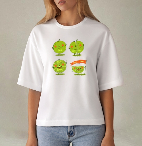 Фотография футболки Лайм в разных видах нарезки Lime in Different Cuts
