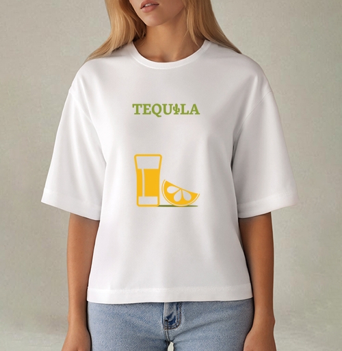 Фотография футболки Яркий минималистичный плакат TEQUILA с мексиканским стилем