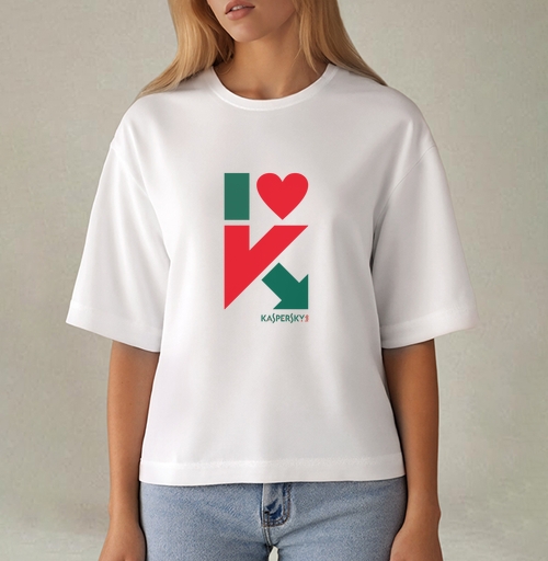 Фотография футболки Стильный логотип I love Kaspersky с сердцем и стрелкой