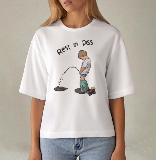 Фотография футболки Ироничная футболка REST IN PISS с забавным принтом