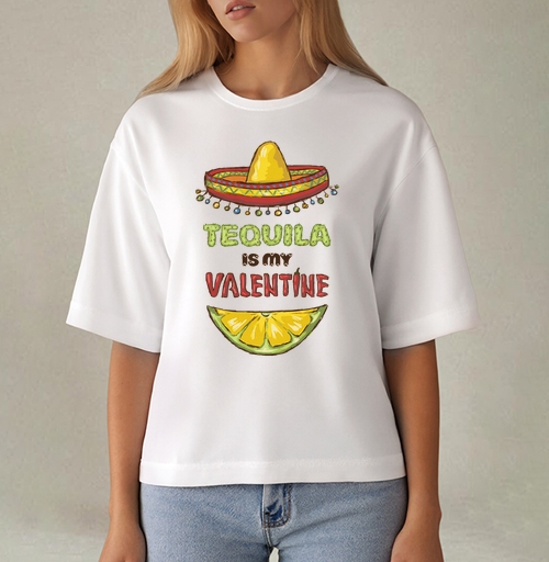 Фотография футболки Открытка «Tequila is my Valentine» с юмором