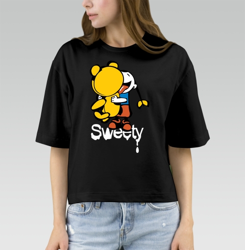 Фотография футболки Девочка обнимает плюшевого мишку с языком Sweety