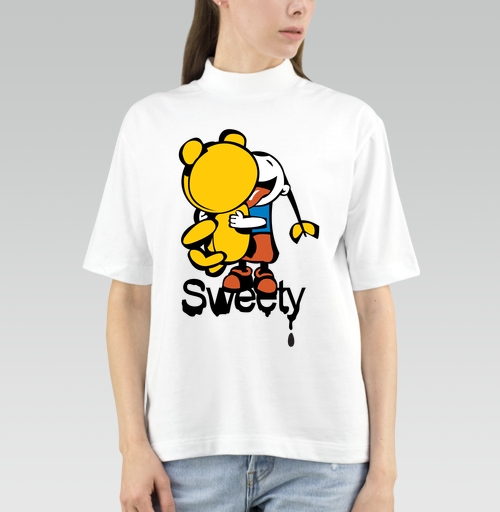 Фотография футболки Девочка обнимает плюшевого мишку с языком Sweety