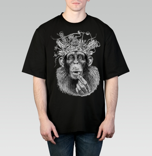 Фотография футболки Графический рисунок «Размышляющий шимпанзе в шлеме»