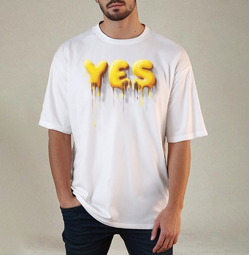 Фотография футболки Объемные желтые капающие буквы да Yes
