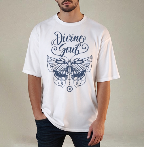 Фотография футболки Изящная бабочка с надписью божественная душа Divine Soul